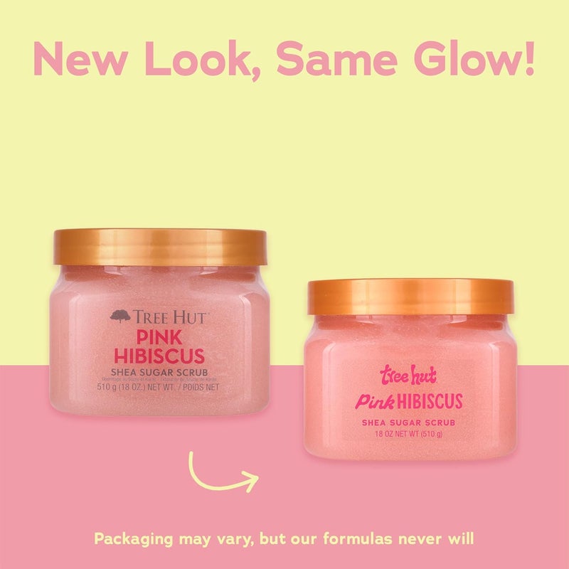 Treehut Pink Hibiscus Shea Sugar Scrub, Exfoliating, Hydrating & Moisturizing Body Scrub with Shea Butter & Nourishing Essential Oils, Smooth & Soften Skin, 18 oz - Image 2